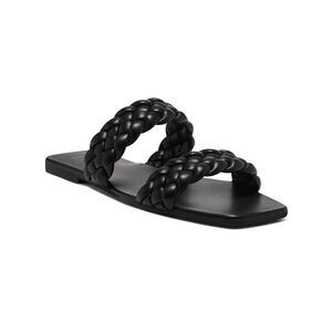 INC Womens Black Double Straps Petria Square Toe Slip On Sandals Shoes 8.5 M